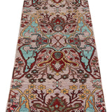 Afghan Chobbi Runner in cream, turquoise and burgundy — pattern, texture or angled view