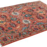 Afghan Sultani Rug in rust and teal — pattern, texture or angled view
