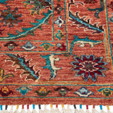 Afghan Sultani Rug in rust and teal — pattern, texture or angled view