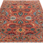 Afghan Sultani Rug in rust and teal — pattern, texture or angled view