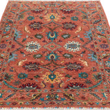 Afghan Sultani Rug in rust and teal — pattern, texture or angled view