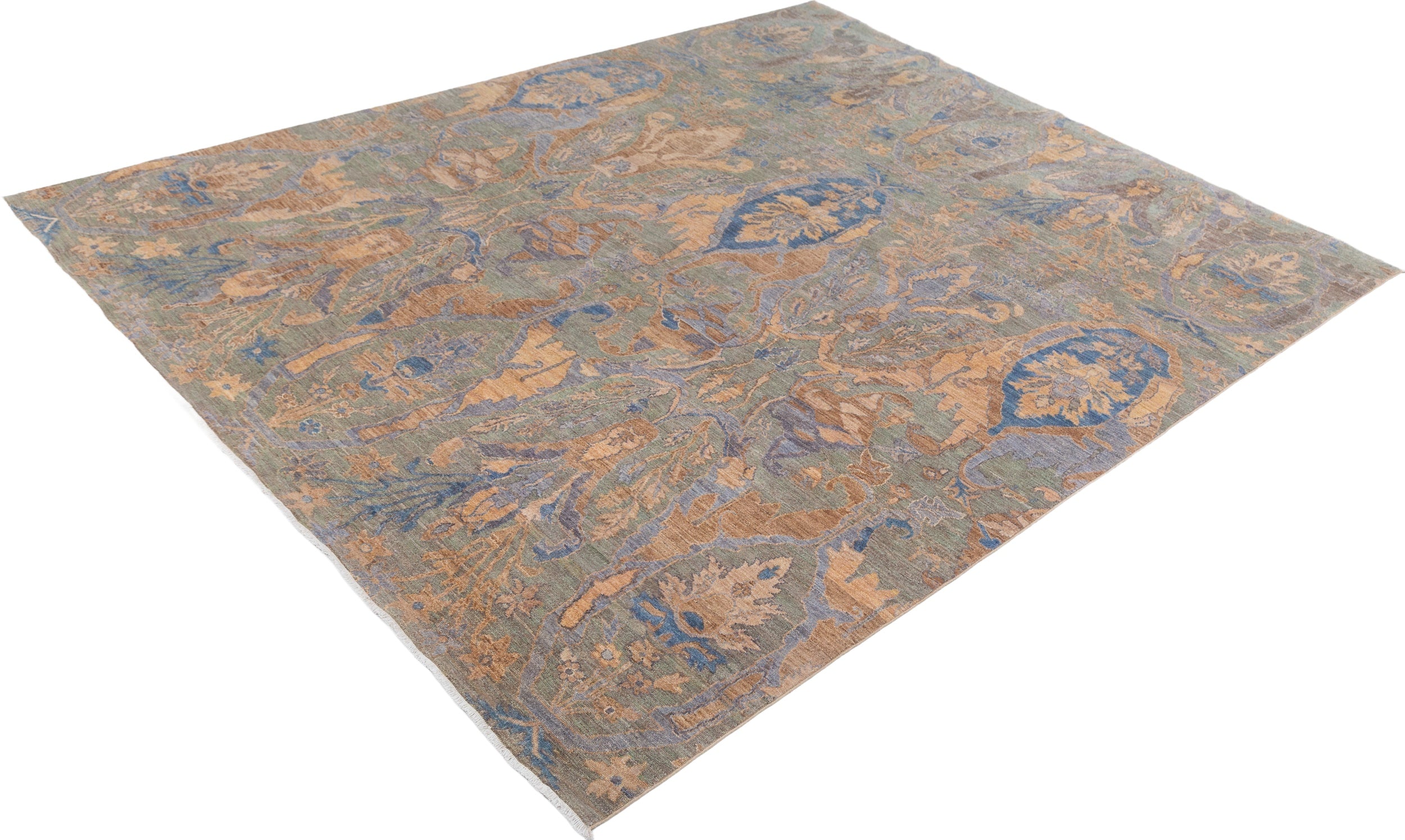 Chobbi Rug in muted blue and gold — pattern, texture or angled view