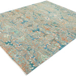 Chobbi Rug in pale turquoise and sand — pattern, texture or angled view