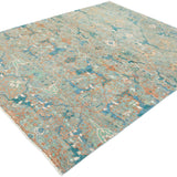Chobbi Rug in pale turquoise and sand — pattern, texture or angled view