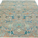 Chobbi Rug in pale turquoise and sand — pattern, texture or angled view
