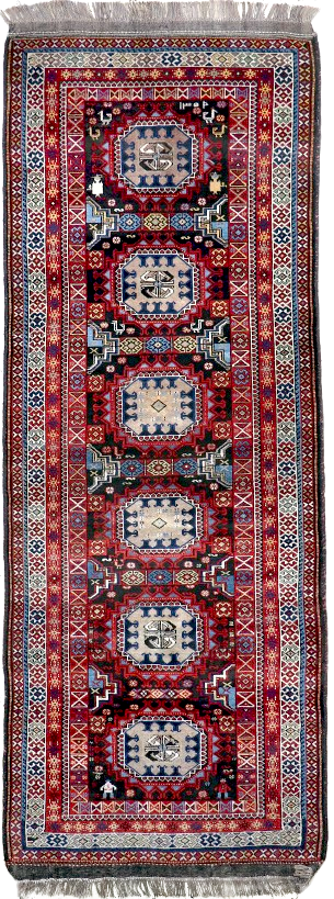 Semi-antique Caucasian Runner Rug | 3' 5" x 8' 10" - Rug the Rock -