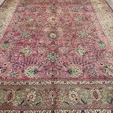Tabriz Rug — Dusty Rose Florals | 9'10" × 12'9" - Rug the Rock - availableFloralHand-knotted