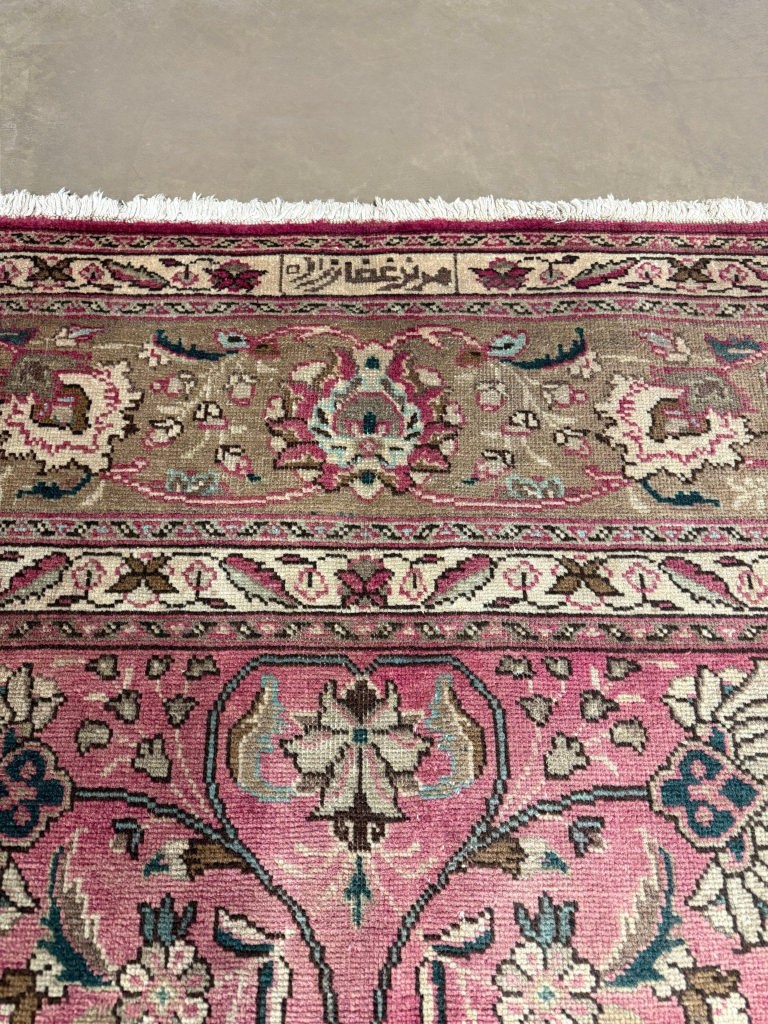 Tabriz Rug — Dusty Rose Florals | 9'10" × 12'9" - Rug the Rock - availableFloralHand-knotted