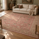 Tabriz Rug — Dusty Rose Florals | 9'10" × 12'9" - Rug the Rock - availableFloralHand-knotted