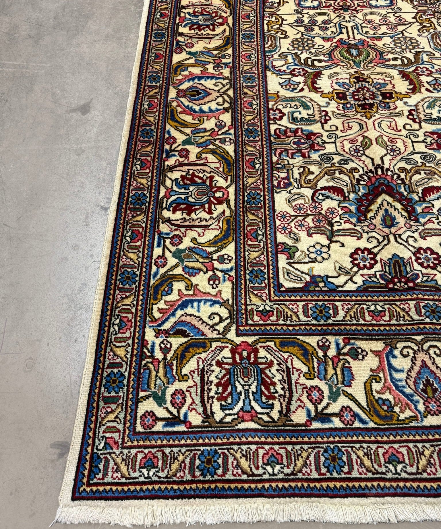 Tabriz Rug — Jewel-Tone Florals on Ivory | 9'8" × 12'4" - Rug the Rock - availableFloralHand-knotted