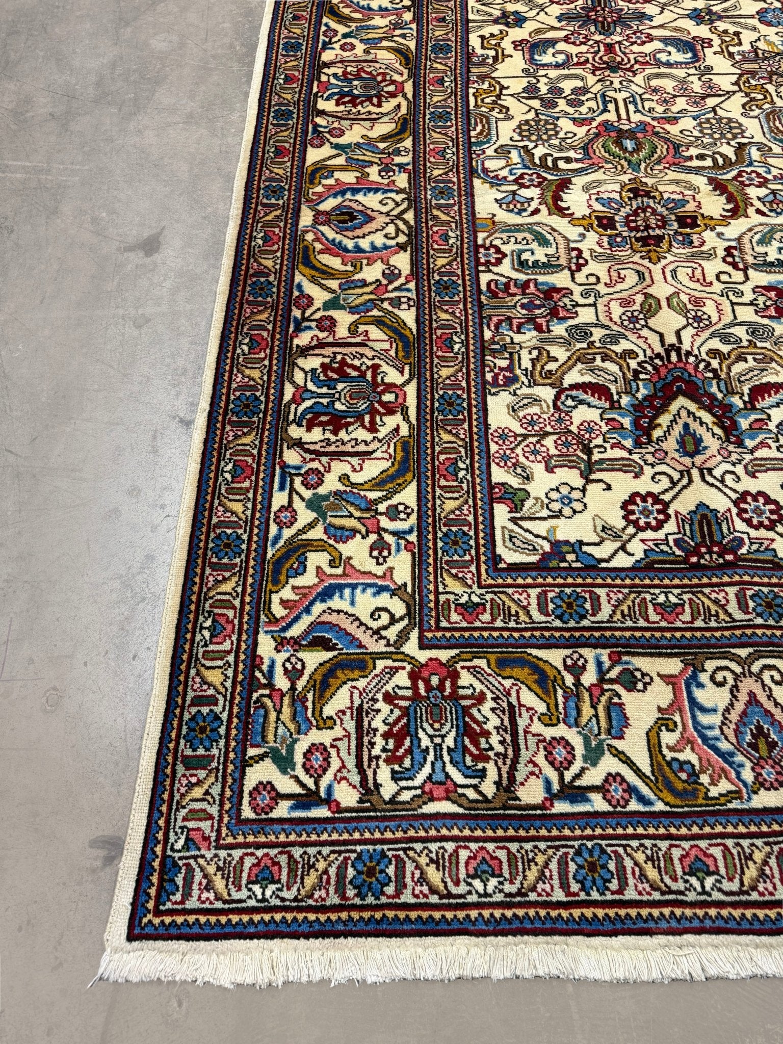 Tabriz Rug — Jewel-Tone Florals on Ivory | 9'8" × 12'4" - Rug the Rock - availableFloralHand-knotted