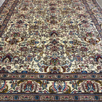 Tabriz Rug — Jewel-Tone Florals on Ivory | 9'8" × 12'4" - Rug the Rock - availableFloralHand-knotted