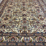 Tabriz Rug — Jewel-Tone Florals on Ivory | 9'8" × 12'4" - Rug the Rock - availableFloralHand-knotted