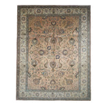 Tabriz Rug — Peach & Slate Blue | 9'11" × 12'10" - Rug the Rock - availableFloralHand-knotted