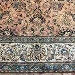 Tabriz Rug — Peach & Slate Blue | 9'11" × 12'10" - Rug the Rock - availableFloralHand-knotted