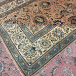 Tabriz Rug — Peach & Slate Blue | 9'11" × 12'10" - Rug the Rock - availableFloralHand-knotted