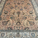 Tabriz Rug — Peach & Slate Blue | 9'11" × 12'10" - Rug the Rock - availableFloralHand-knotted
