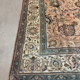 Tabriz Rug — Peach & Slate Blue | 9'11" × 12'10" - Rug the Rock - availableFloralHand-knotted