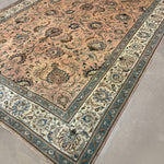 Tabriz Rug — Peach & Slate Blue | 9'11" × 12'10" - Rug the Rock - availableFloralHand-knotted