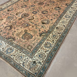 Tabriz Rug — Peach & Slate Blue | 9'11" × 12'10" - Rug the Rock - availableFloralHand-knotted