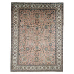 Tabriz Rug — Salmon Pink & Ivory Florals | 9'9" × 12'9" - Rug the Rock - availableFloralHand-knotted