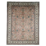 Tabriz Rug — Salmon Pink & Ivory Florals | 9'9" × 12'9" - Rug the Rock - availableFloralHand-knotted