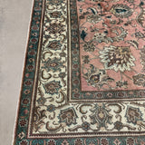 Tabriz Rug — Salmon Pink & Ivory Florals | 9'9" × 12'9" - Rug the Rock - availableFloralHand-knotted