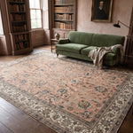 Tabriz Rug — Salmon Pink & Ivory Florals | 9'9" × 12'9" - Rug the Rock - availableFloralHand-knotted