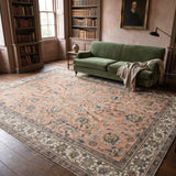 Tabriz Rug — Salmon Pink & Ivory Florals | 9'9" × 12'9" - Rug the Rock - availableFloralHand-knotted