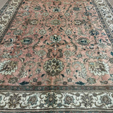 Tabriz Rug — Salmon Pink & Ivory Florals | 9'9" × 12'9" - Rug the Rock - availableFloralHand-knotted
