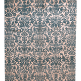 Transitional Chobi Rug — Ikat Florals in Teal & Rust | 6'0" × 9'1"