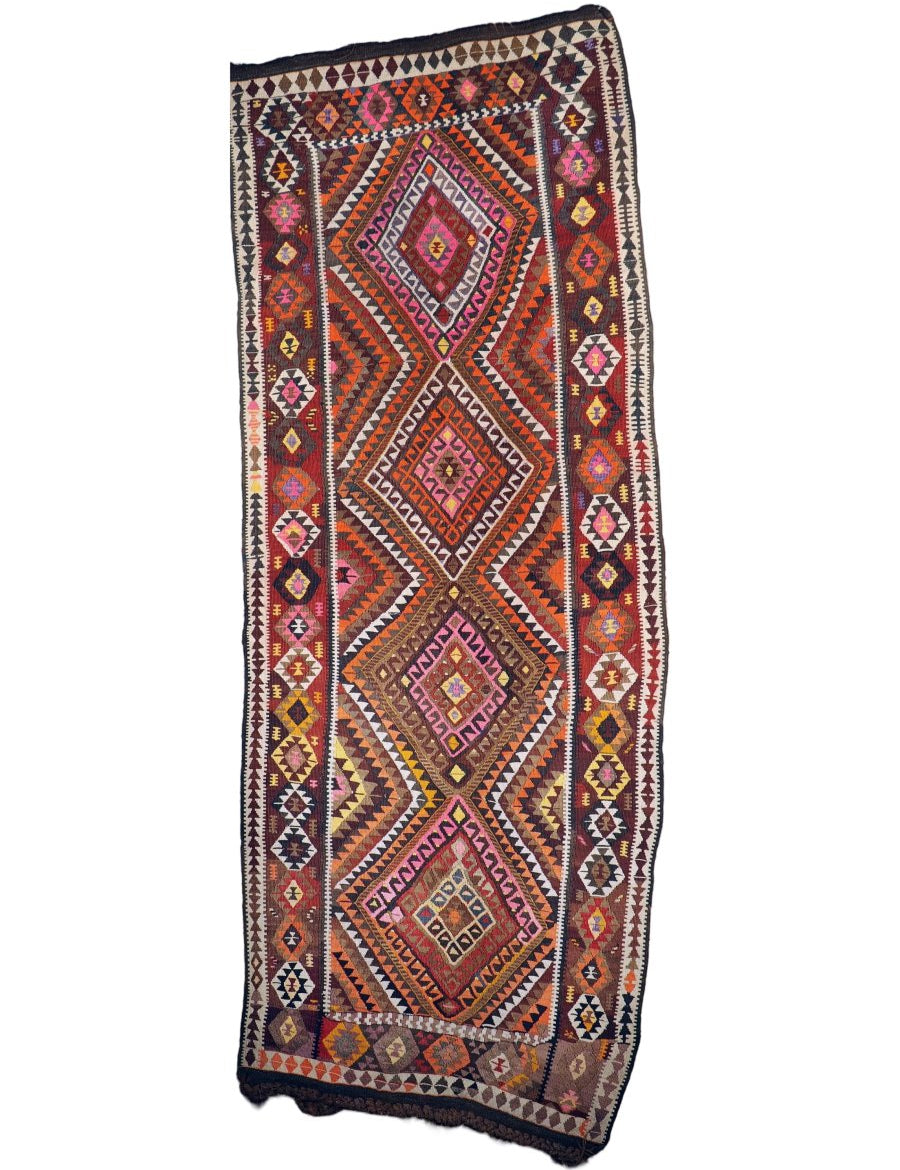 Turkish Kars Kilim Rug | 3' 11" x 10' 6" - Rug the Rock - 7 x 10Kilim RugsLarge Rugs > 4' x 8'