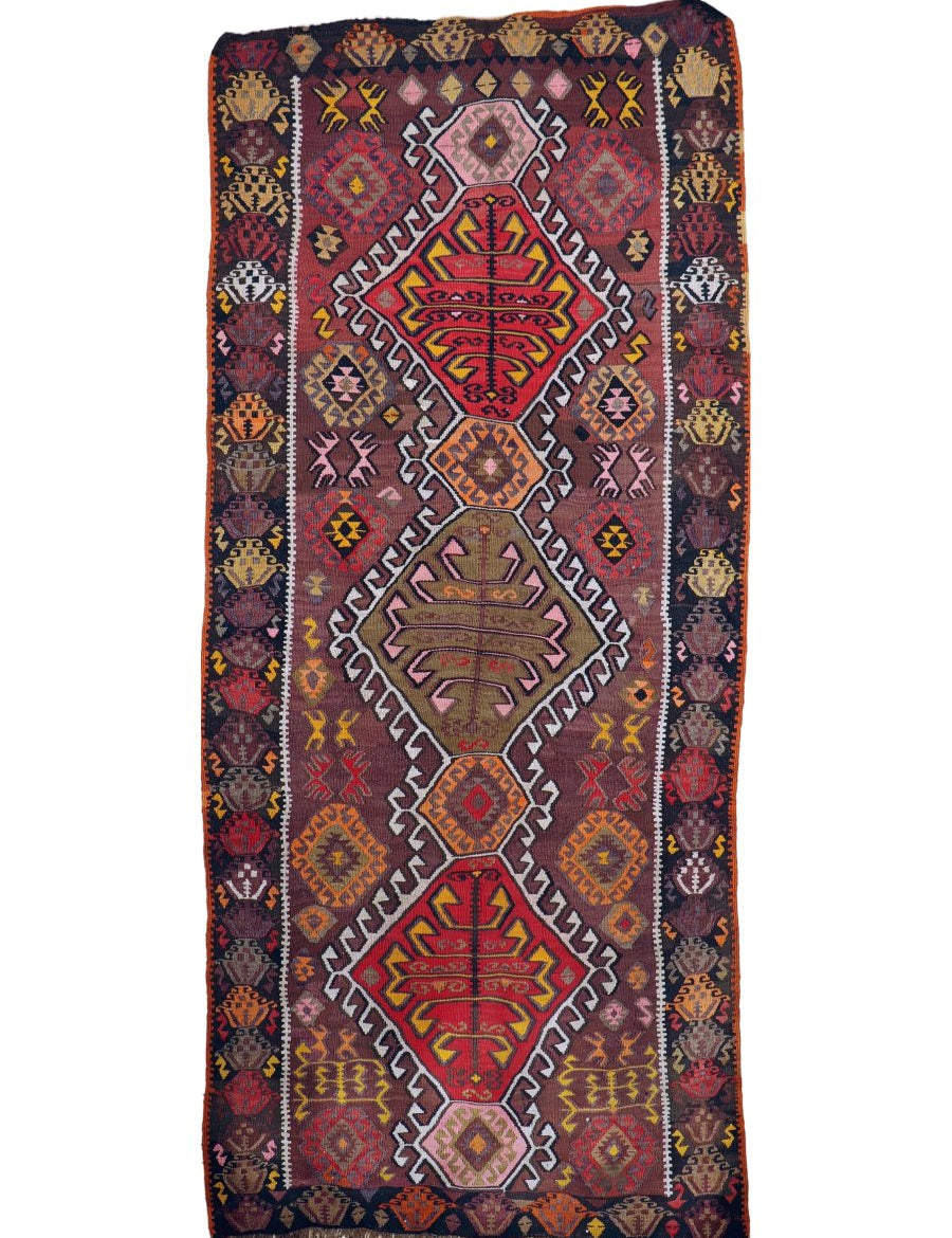 Turkish Kars Kilim Runner Rug | 3' 11" x 8' 10" - Rug the Rock - Kilim RugsRunner RugTurkish Rugs