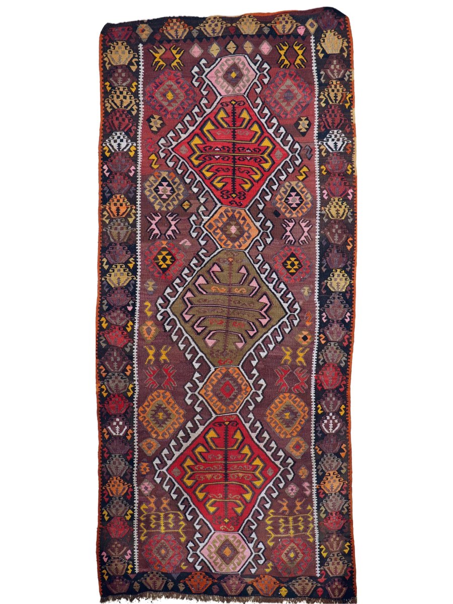 Turkish Kars Kilim Runner Rug | 3' 11" x 8' 10" - Rug the Rock - Kilim RugsRunner RugTurkish Rugs