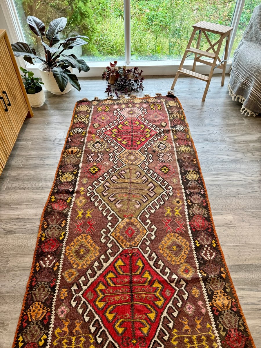 Turkish Kars Kilim Runner Rug | 3' 11" x 8' 10" - Rug the Rock