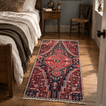 Tuyserkan Rug — Ruby Red & Indigo Stepped Medallion | 2'8" × 5'1" - Rug the Rock -