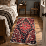 Tuyserkan Rug — Ruby Red & Indigo Stepped Medallion | 2'8" × 5'1" - Rug the Rock -