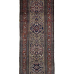 Persian Uch Tappeh Runner, top view on white background, hand-knotted wool with beige colouring. SKU 1.0087.