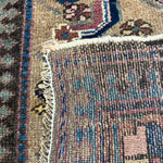 Uch Tappeh Runner — Angular Medallions on Muted Beige with a Dark Red Border. Original rug photograph; SKU 1.0087; source 1.0087 IMG_6813.