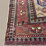 Persian Uch Tappeh Runner, border and fringe detail, hand-knotted wool with beige colouring. SKU 1.0087.