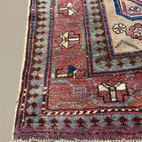 Persian Uch Tappeh Runner, border and fringe detail, hand-knotted wool with beige colouring. SKU 1.0087.