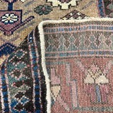 Uch Tappeh Runner — Angular Medallions on Muted Beige with a Dark Red Border. Original rug photograph; SKU 1.0087; source 1.0087 IMG_6809.