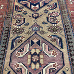 Uch Tappeh Runner — Angular Medallions on Muted Beige with a Dark Red Border. Original rug photograph; SKU 1.0087; source 1.0087 IMG_6807.