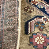 Uch Tappeh Runner — Angular Medallions on Muted Beige with a Dark Red Border. Original rug photograph; SKU 1.0087; source 1.0087 IMG_6810.