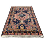 Vintage Afshar Luri Rug, full rug in perspective showing the patterned field and borders, hand-knotted wool pile. SKU RR 32536.