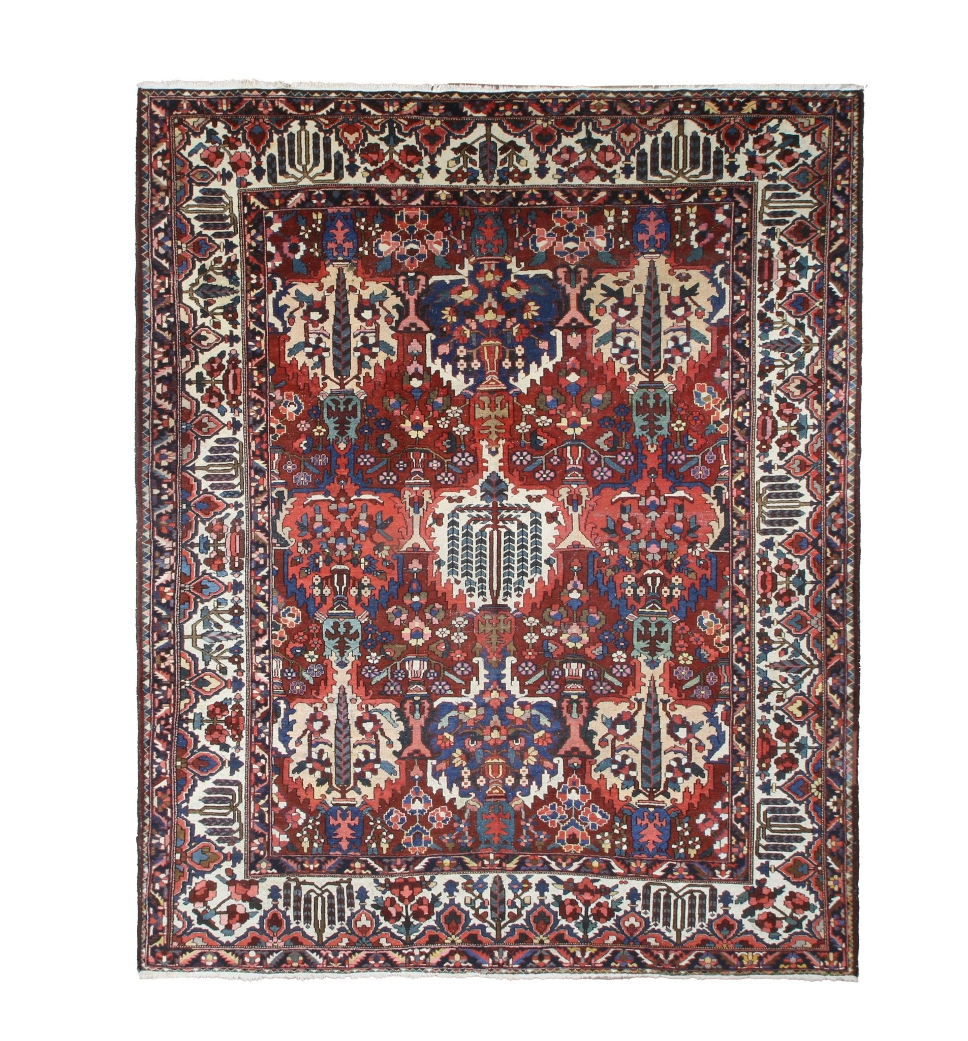 Vintage Bakhtiari Rug — Cypress Trees & Ruby Red | 10'6" × 13'1" - Rug the Rock - availableBakhtiariFloral