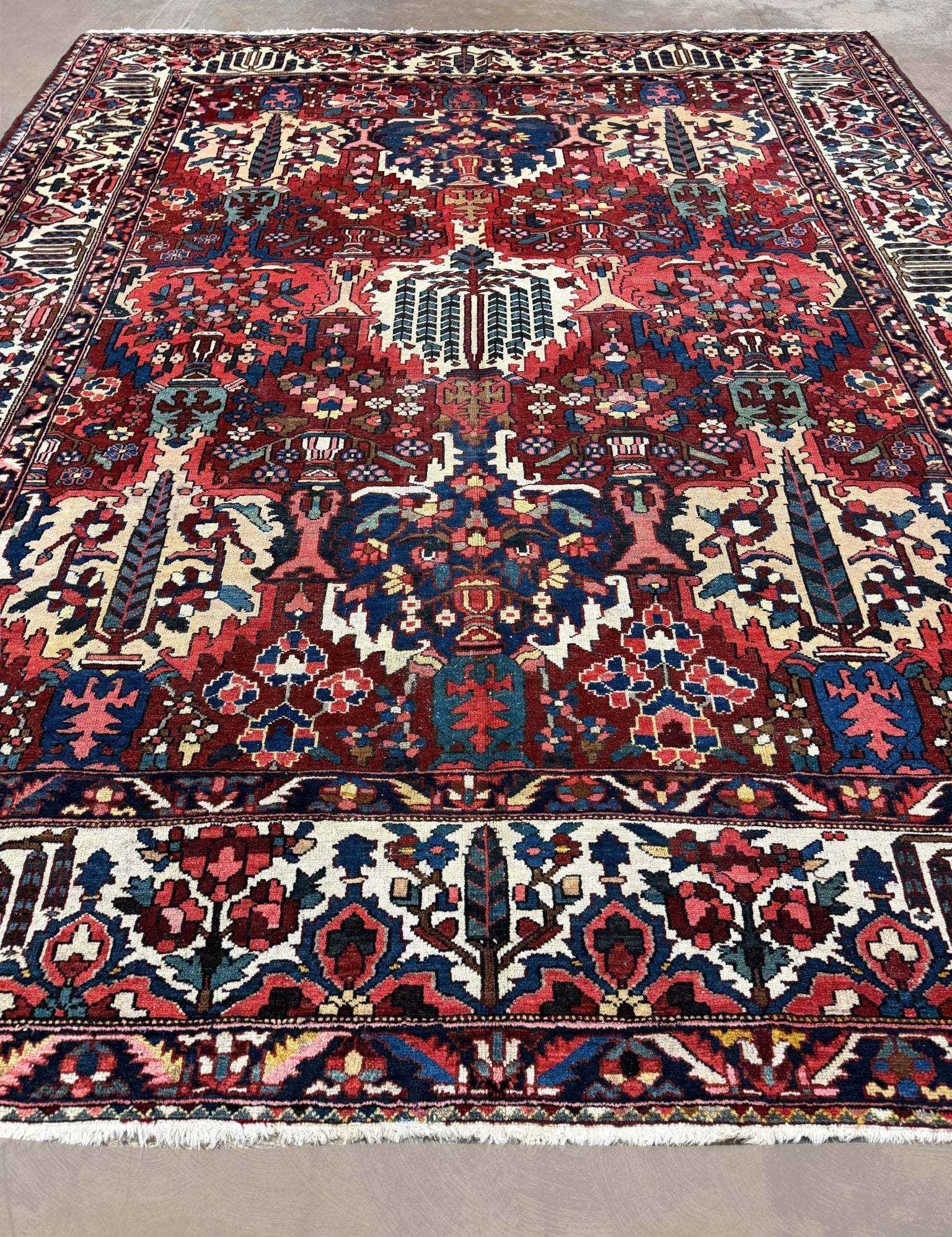 Vintage Bakhtiari Rug — Cypress Trees & Ruby Red | 10'6" × 13'1" - Rug the Rock - availableBakhtiariFloral