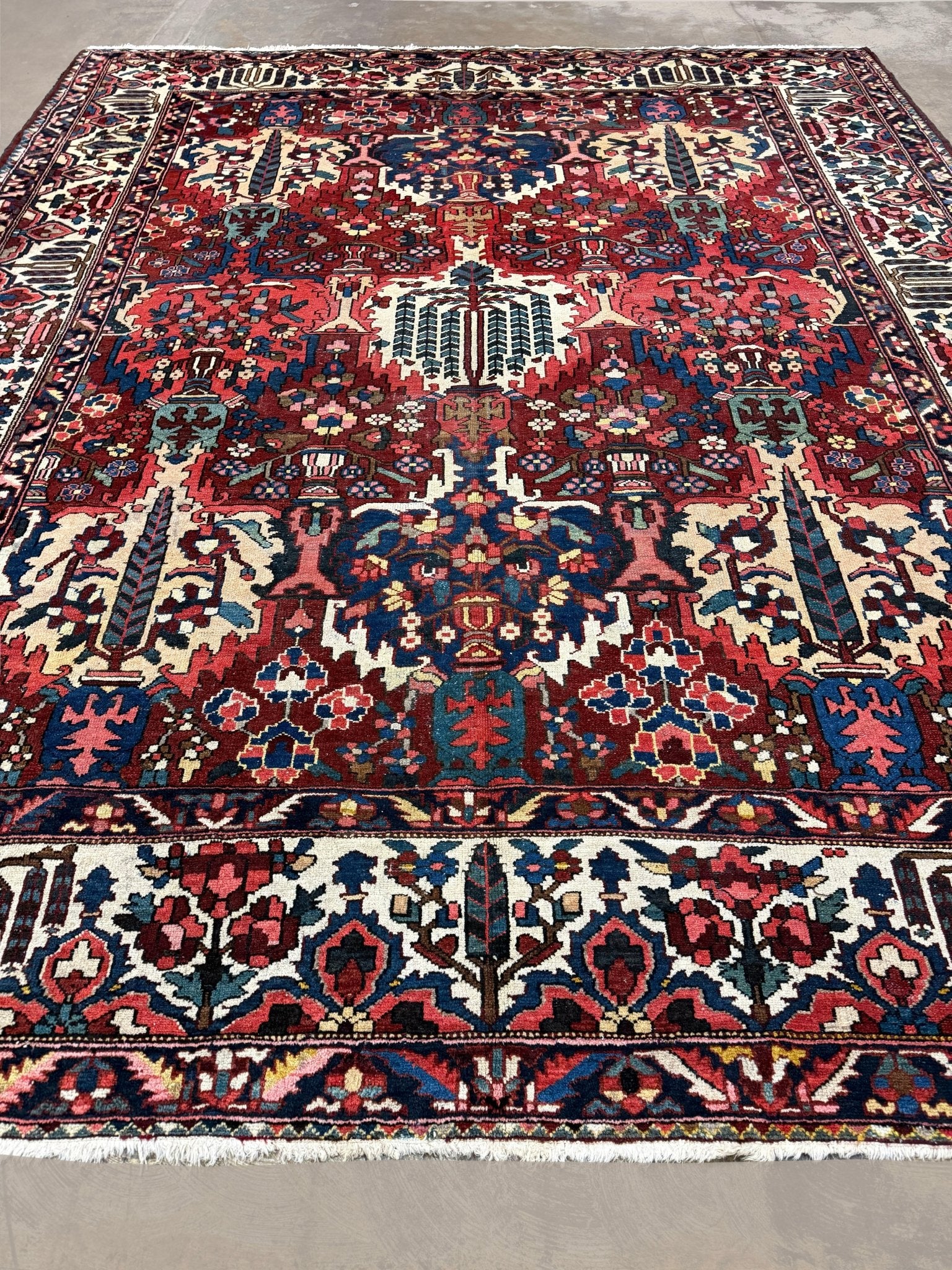 Vintage Bakhtiari Rug — Cypress Trees & Ruby Red | 10'6" × 13'1" - Rug the Rock - availableBakhtiariFloral