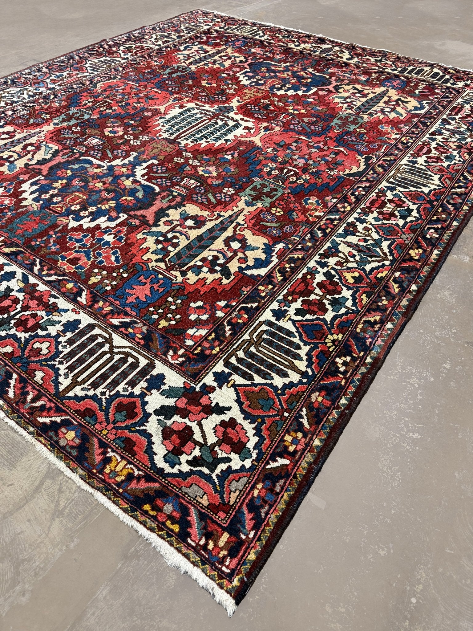 Vintage Bakhtiari Rug — Cypress Trees & Ruby Red | 10'6" × 13'1" - Rug the Rock - availableBakhtiariFloral