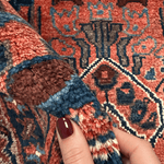 Vintage Dargazin Runner — Florals on a Dark Field with Warm Red Borders. Rug pile and texture detail; SKU RR 32283; source IMG_7615.